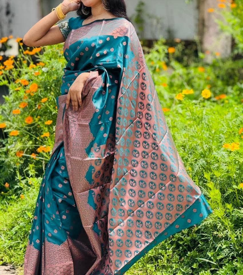 Soft silk katan saree combo — image 4