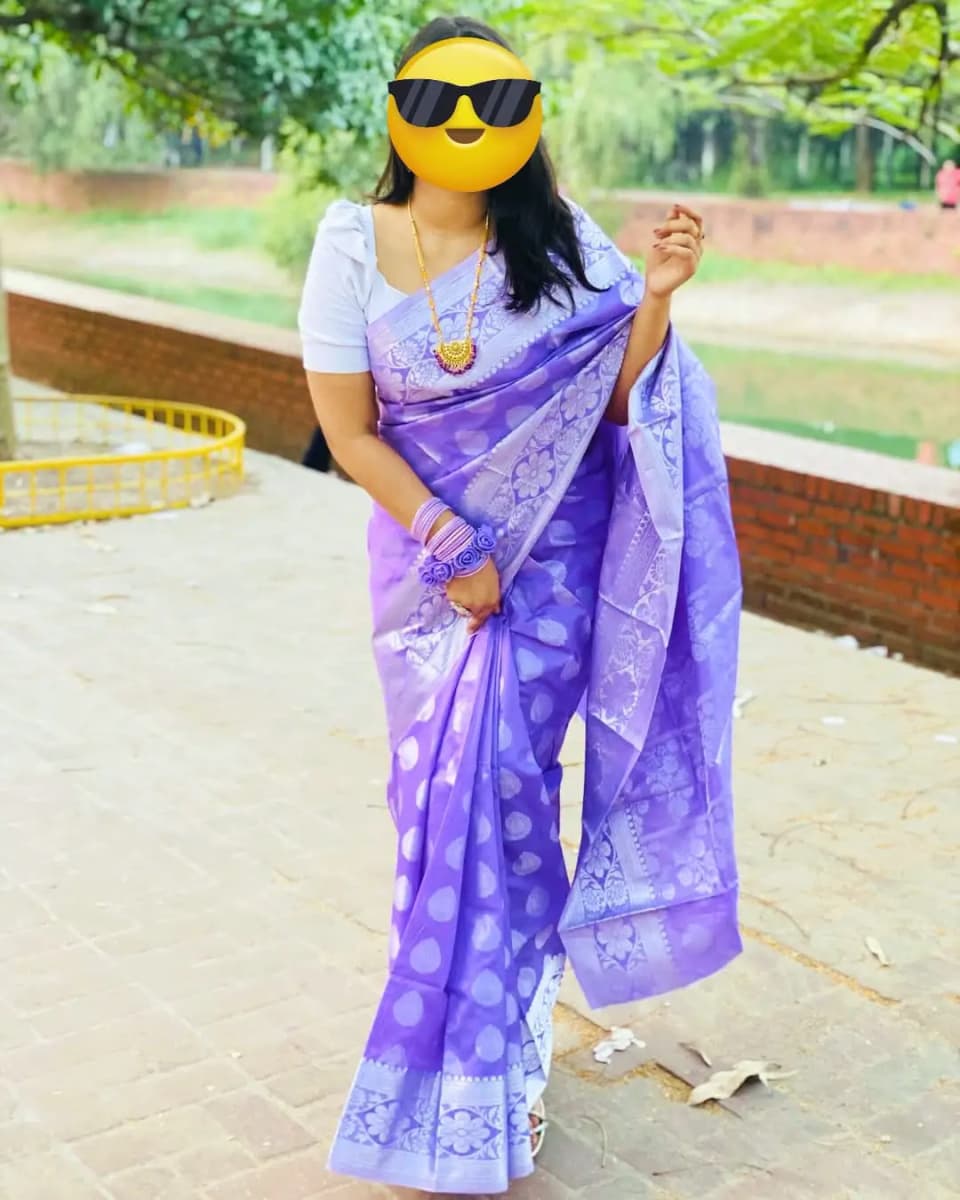 Soft silk katan saree combo purpel color. — image 2